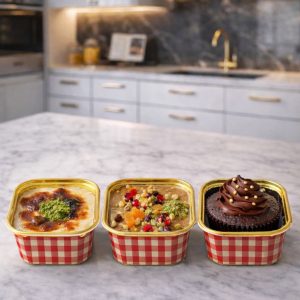 Kare Kırmızı Gold Muffin Pötikare Cupcake Kalıbı Kek Kapsülü 25'li