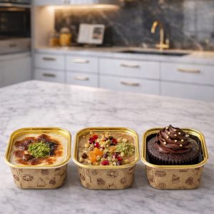 Kare Kraft Kek Desenli Muffin Cupcake Kalıbı Kek Kapsülü 50'li