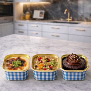 Kare Mavi Gold Pötikare Muffin Cupcake Kalıbı Kek Kapsülü 25'li