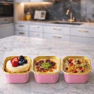 Kare Pembe Gold Muffin Cupcake Kalıbı Kek Kapsülü 25'li