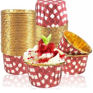 Kırmızı Pötikare Gold Muffin Cupcake Kalıbı Kek Kapsülü 25'li