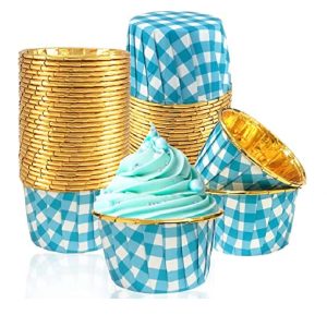 Mavi Pötikare Gold Muffin Cupcake Kalıbı Kek Kapsülü 25'li
